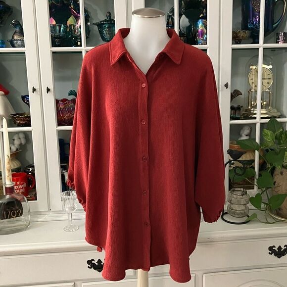 Cupio Rust Orange Oversized Top 3/4 Sleeves Size XL - Picture 1 of 8